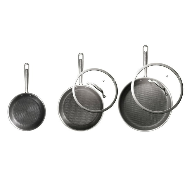 T-fal HybridMesh 5-Piece Tri-Ply Stainless Steel Fry Pan Set