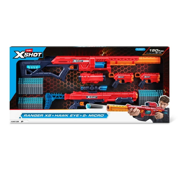 ZURU XSHOT Excel Ranger X8 & Hawk Eye & Micro Blaster Combo Pack