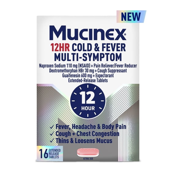 Mucinex 12 Hour Cold and Flu Medicine for Adults, 50 Tablets