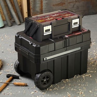 Heavy-Duty Keter Masterloader Rolling ToolBox + 18in Cantilever Organizer / Telescoping Handle