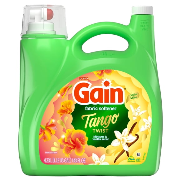 Gain Tango Twist Liquid Fabric Softener, Hibiscus and Vanilla Scent, 244 loads, 143 fl. oz.