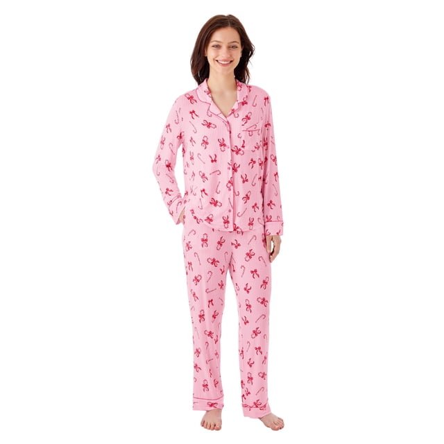 DreamMark Women's 2-Piece Holiday Notch Collar Pajama Set