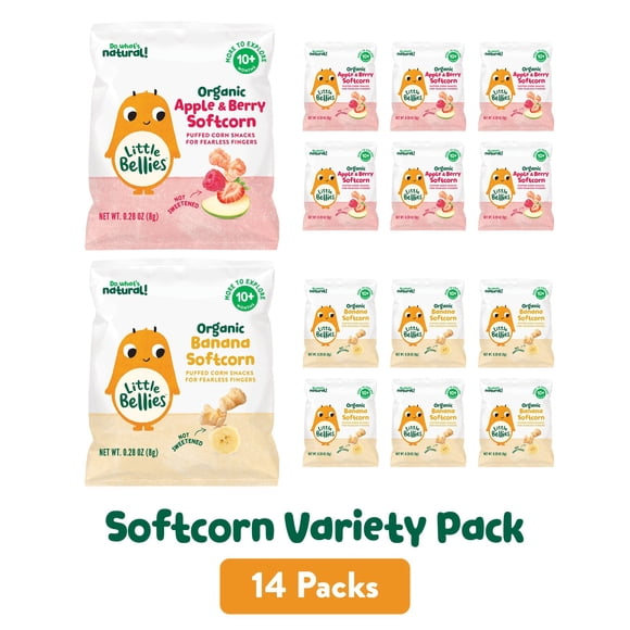 Little Bellies Organic Softcorn Variety Pack, Banana, Apple, & Berry, 0.28 oz., 14 ct.