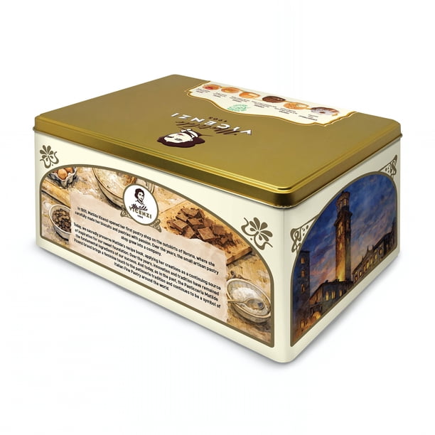 Verona Assorted Italian Puff Pastries and Shortbread Tin, 24.34 oz