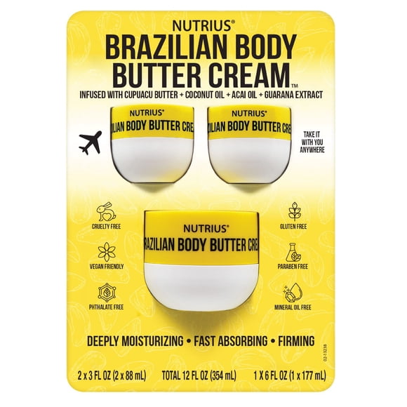 Nutrius Brazilian Body Butter Cream, 12 fl. oz.
