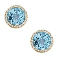 thumbnail image 2 of Round Cut Gemstone & 0.13 CT. T.W. Halo Diamond Stud Earrings in 14K Gold, 2 of 5
