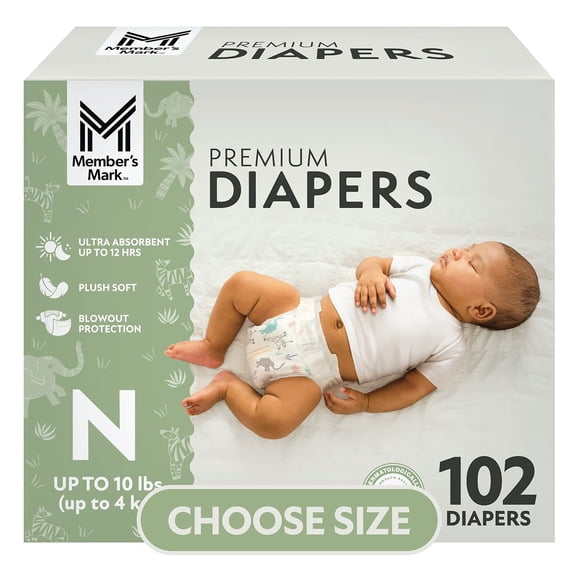 Member's Mark Premium Baby Diapers, Sizes Newborn - 8