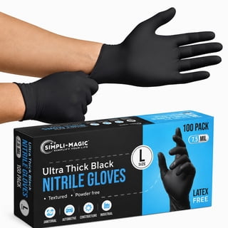 Simpli-Magic Industrial Black Nitrile Gloves, 100-Count