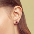 thumbnail image 4 of Cushion Cut Gemstone and 0.15 CT. T.W. Halo Diamond Stud Earrings in 14K Gold, 4 of 5