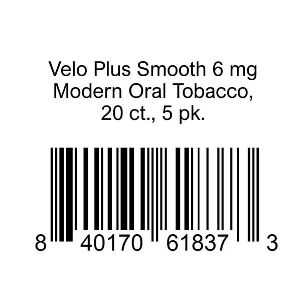 Velo Plus Smooth 6 mg Modern Oral Tobacco, 20 ct., 5 pk
