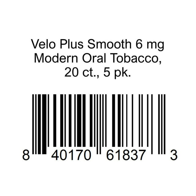 Velo Plus Smooth 6 mg Modern Oral Tobacco, 20 ct., 5 pk.