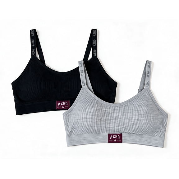 Aeropostale Women's 2-Pack Ribbed Seamless Bra