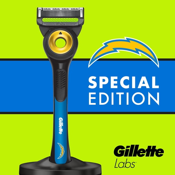 Gillette Labs Official Chargers Licensed Men's Razor, Handle + 8