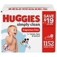 thumbnail image 1 of Huggies Simply Clean Unscented Baby Wipes, 18 pk., 1152 Wipes, 1 of 9