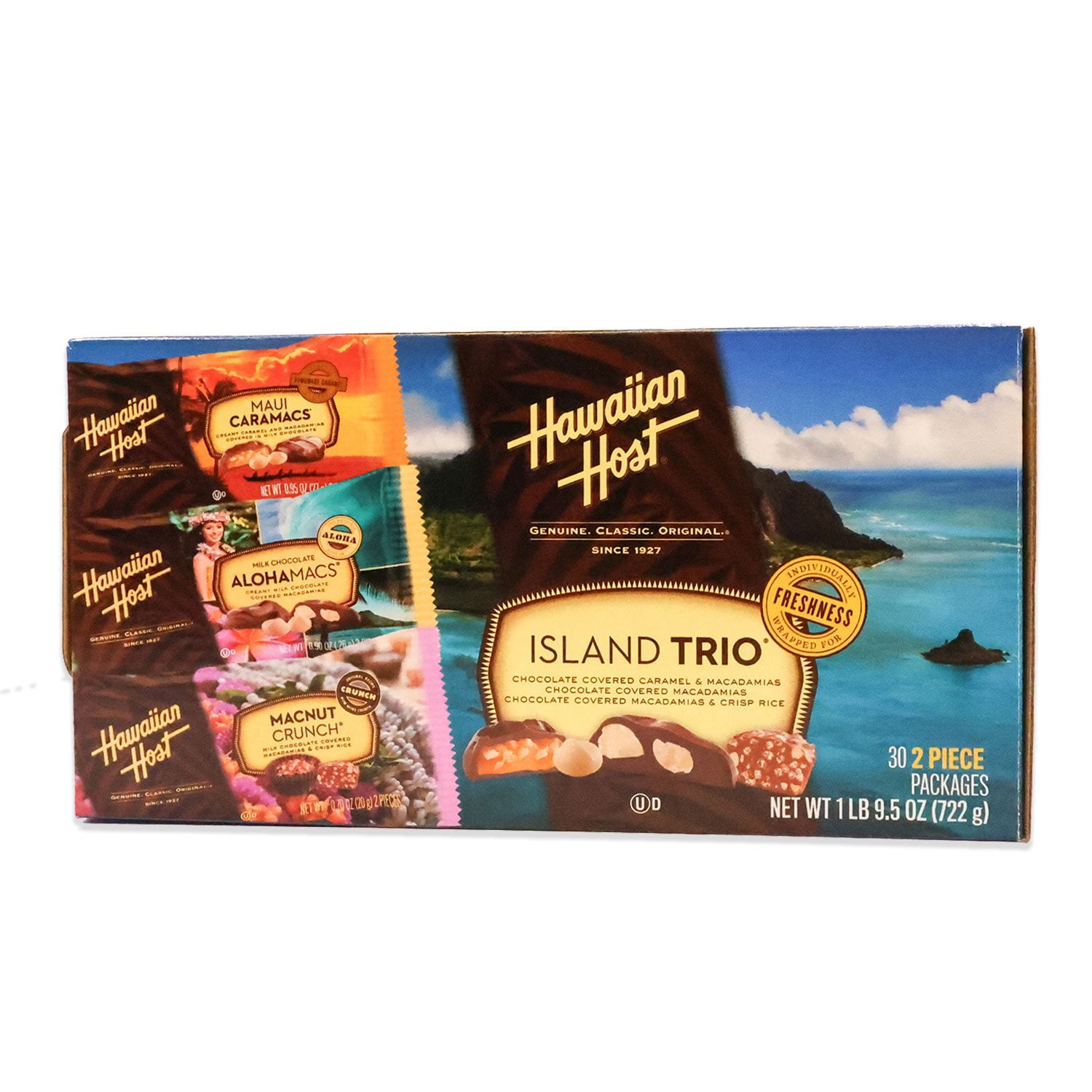 Hawaiian Host Island Trio Chocolate Covered Macadamia Nut Box, 30