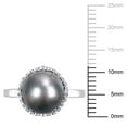 thumbnail image 3 of Black Round Tahitian Pearl and 0.22 CT. Diamond Halo Vintage Ring in 14K Gold, 3 of 6