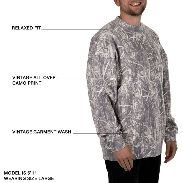 トップス MAZZ crewneck Grey/camo State of Mine Men's Camo Crewneck Fleece Sweatshirt - Samsclub.com