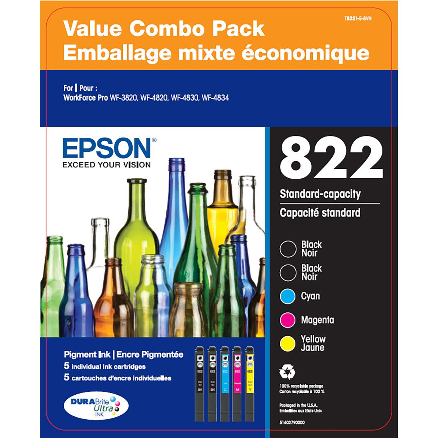 Epson T232 Dual Black and Color Ink Cartridge, Standard Capacity