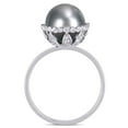 thumbnail image 5 of Black Round Tahitian Pearl and 0.22 CT. Diamond Halo Vintage Ring in 14K Gold, 5 of 6