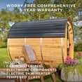 thumbnail image 2 of Backyard Discovery 4-6 Person Cedar Outdoor Barrel Sauna with Electric Heater & Glass Door, 2 of 13