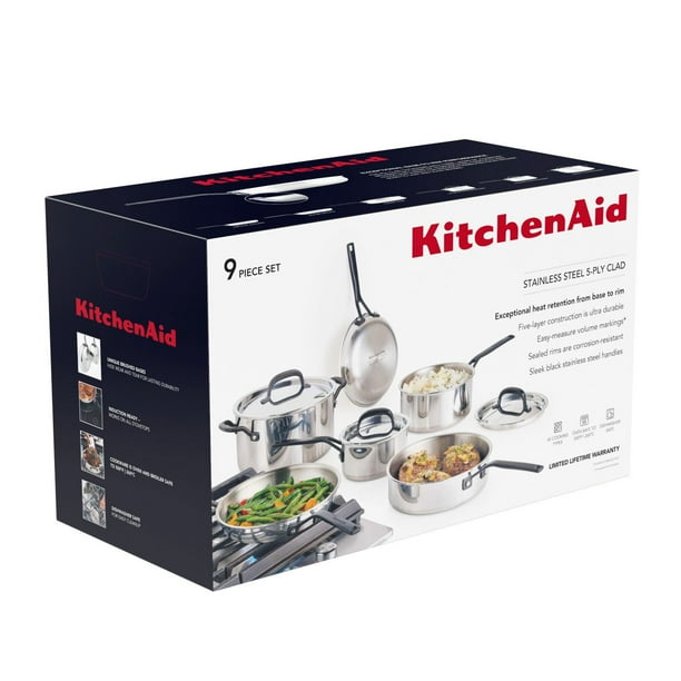 KitchenAid 5-Ply Clad Stainless Steel 9-Piece Cookware Set