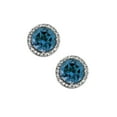 thumbnail image 2 of Round Cut Gemstone & 0.13 CT. T.W. Halo Diamond Stud Earrings in 14K Gold, 2 of 5