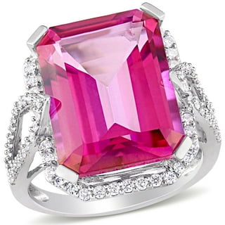 Pink Topaz and 0.45 CT. T.W. Diamond Cocktail Ring in 14K Gold