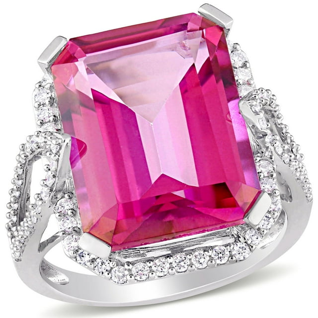 Pink Topaz and 0.45 CT. T.W. Diamond Cocktail Ring in 14K Gold