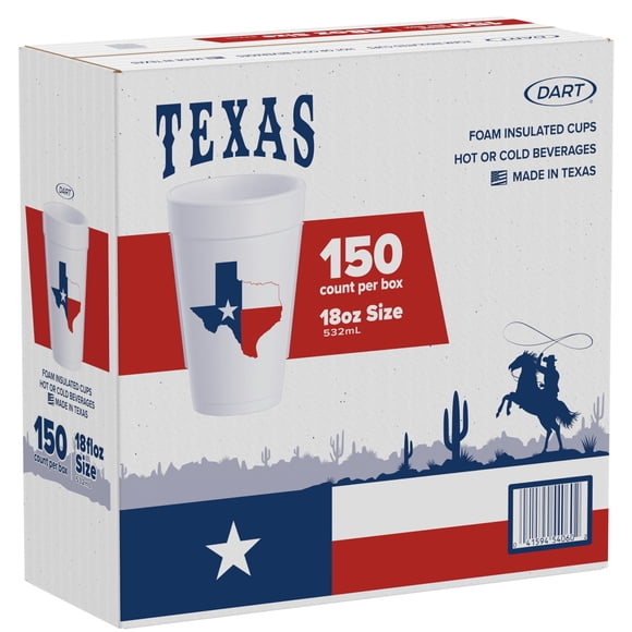 DART, Insulated Foam Hot and Cold Cup, Texas, 18 oz., 150 ct.