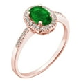 thumbnail image 3 of Oval Cut Gemstone and 0.15 CT. T.W. Halo Diamond Ring in 14K Gold, 3 of 5