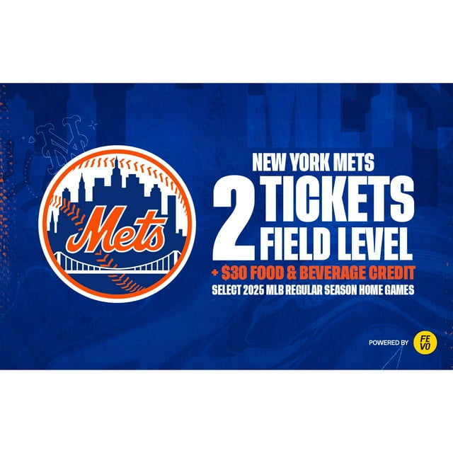 MLB New York Mets, Two (2) Field Level Tickets + $30 Food & Beverage eVoucher