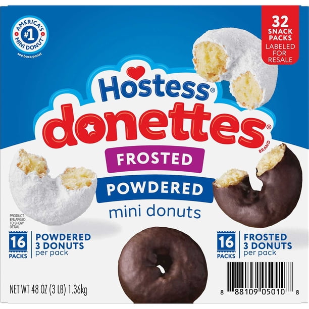 Hostess Donettes Variety Pack Donuts, Snack Size, 1.5 oz., 32 pk
