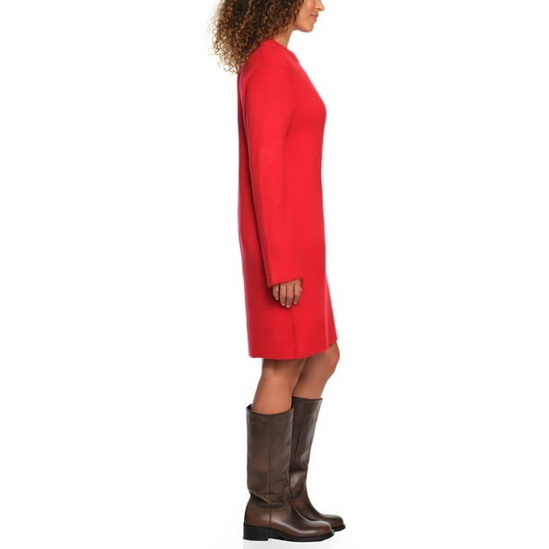 LANDS' END SWEATER DRESS - RED XS:- XS, RED