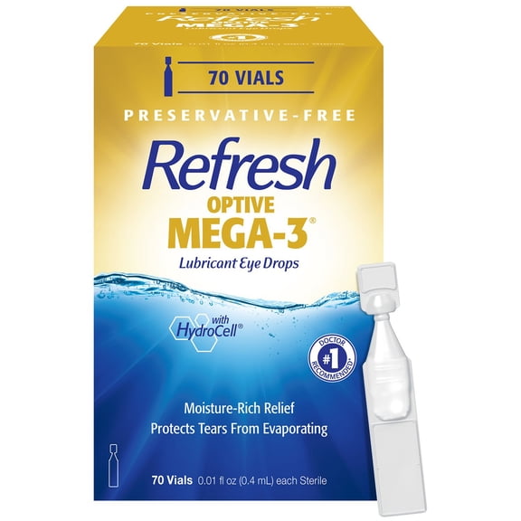 Refresh Optive MEGA-3 Preservative-Free Lubricating Eye Drop, 70 Vials