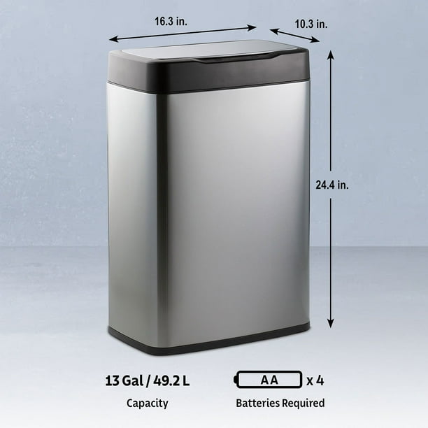 Tramontina Large Stainless Steel Sensor Trash Bin, 13.2 Gal