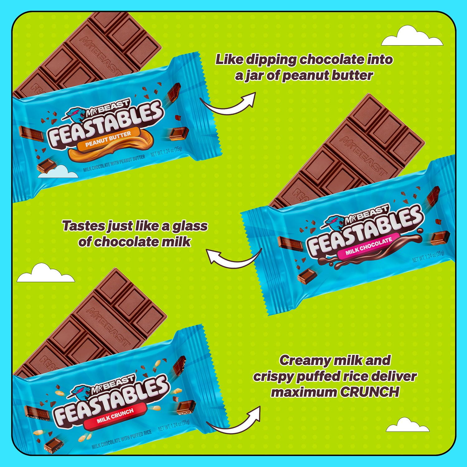 Feastables MrBeast Variety Pack Milk Chocolate Bars, 1.24 oz., 24 pk. -  Samsclub.com