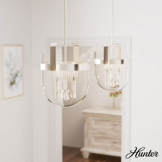 Hunter Karloff with Clear Glass Pendant Ceiling Light Fixture