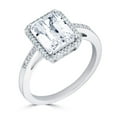 thumbnail image 2 of Emerald Cut Gemstone & 0.14 CT. T.W. Halo Diamond Ring in Sterling Silver, 2 of 4