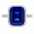 thumbnail image 1 of Lab Created Emerald Cut Gemstone and Diamond Ring in Sterling Silver, 1 of 4