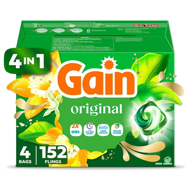 Gain Flings! 3 in 1 Laundry Detergent Pacs, Original Scents, 152