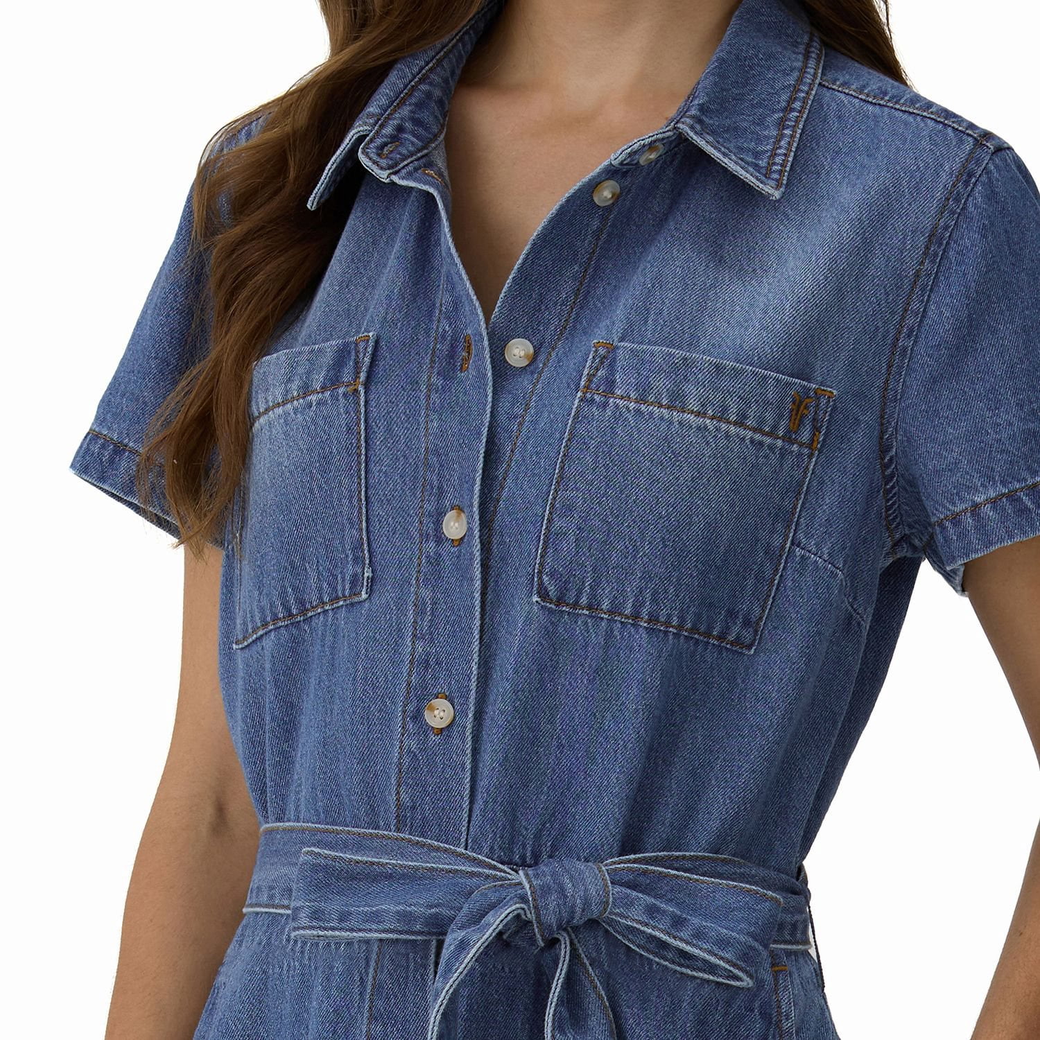 frye women's denim mini dress Frye Women's Belted Denim Mini Dress