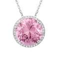 thumbnail image 1 of Lab Created Round Gemstone and 0.12 Diamond Halo in Serling Silver, 1 of 6