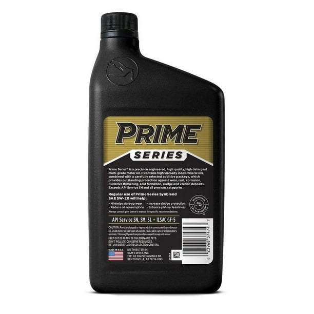 Prime Series Conventional Motor Oil SAE 5W-20 12 pk., 1-qt
