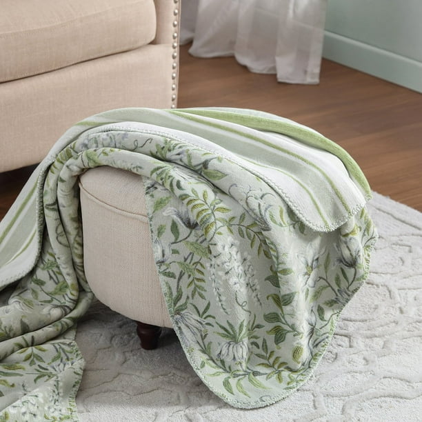 Laura Ashley Coco Plush Reversible Throw, 60