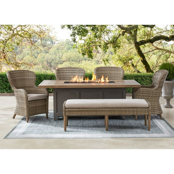 Member's Mark Rosehill Fire Dining Set with Sunbrella Fabric, 6pc