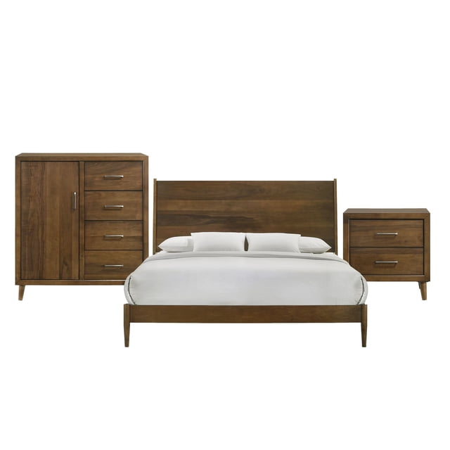 Zuma Panel 3PC or 5PC Bedroom Set in Walnut, Assorted Sizes