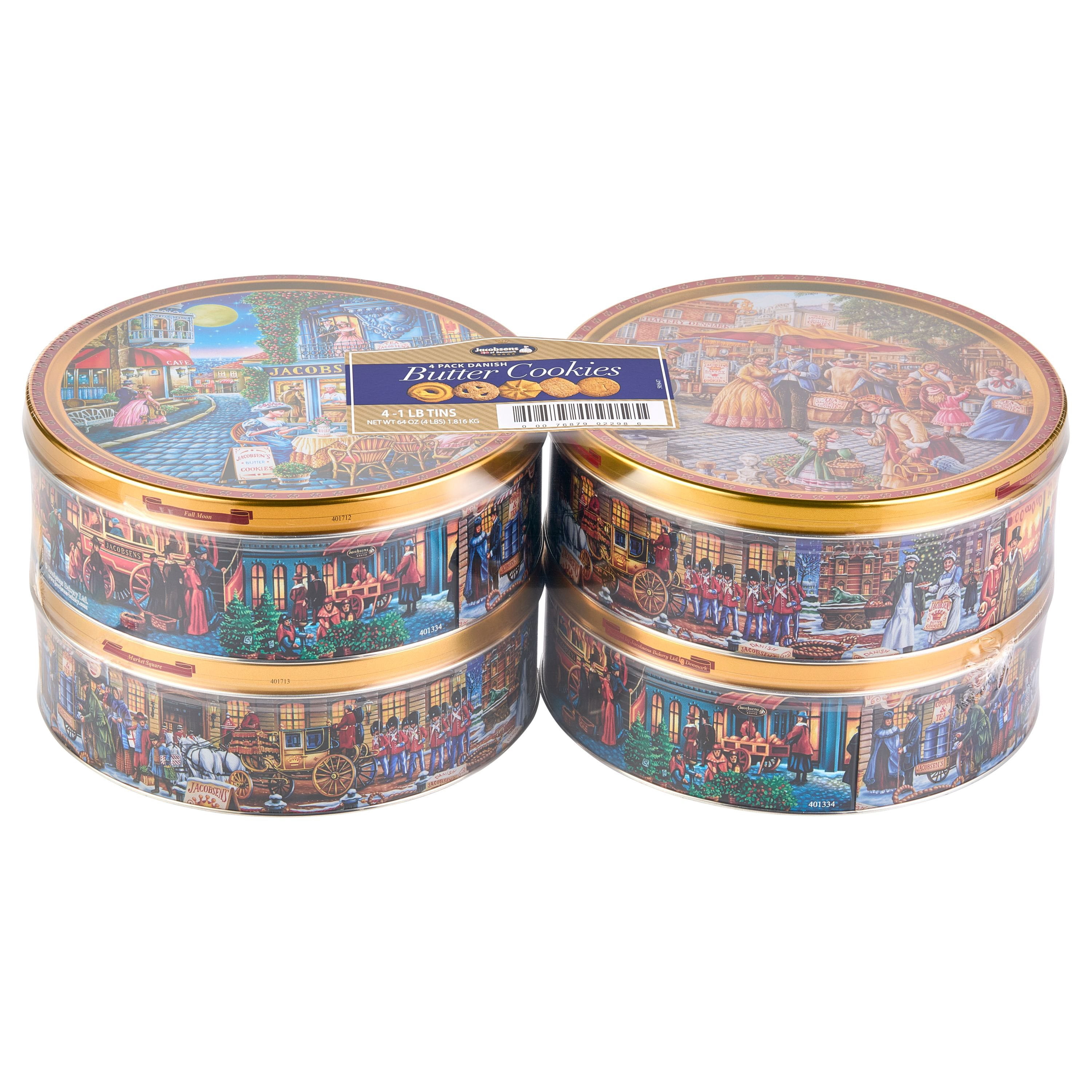 Jacobsens Original Premium Danish Butter Cookie Tin, 1lb., 4 pk