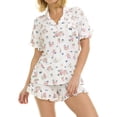 thumbnail image 1 of Betsey Johnson Women's Short Sleeve & Ruffle Short Pajama Set, 1 of 6