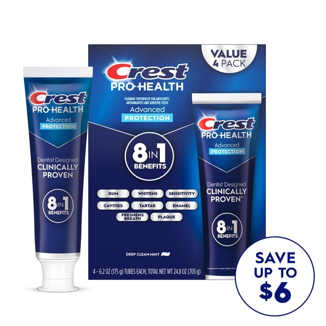 Crest Pro-Health Advanced Whitening + Intensive Clean Toothpaste, 5.8 oz., 4 pk.