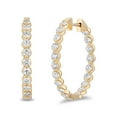 thumbnail image 1 of Round Cut In and Out Diamond Hoop Earrings in 14K Gold, 1 of 7